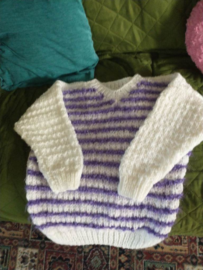 image for Ladies jumper white and purple 