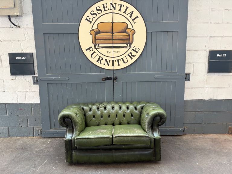 Green Leather Chesterfield Sofa, FREE DELIVERY 