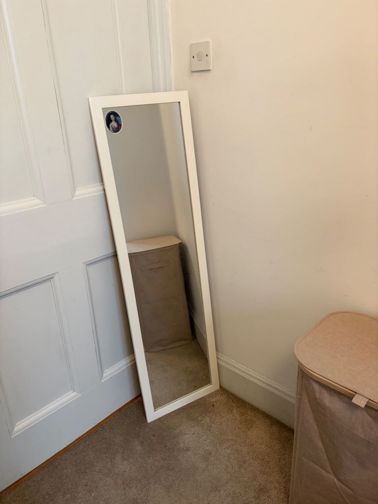 Full Length White Framed Mirror – Good Condition