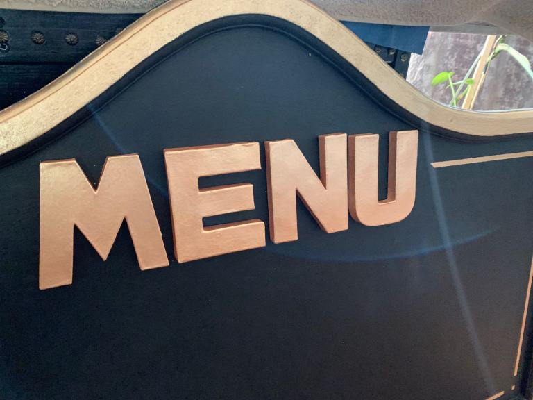 Menu board for restaurant or cafe