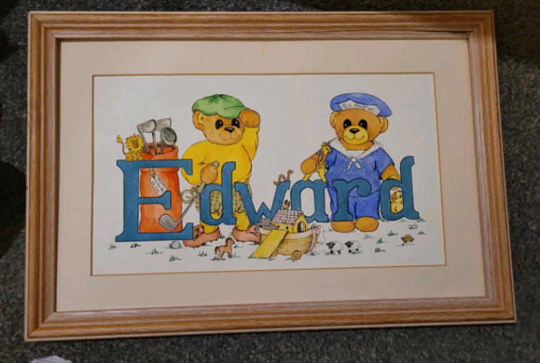 Wooden-Framed and Mounted 'Edward' Painting