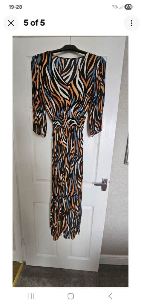 M&Co Abstract Shirred Waist Dress  Size 12  