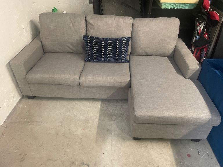 Grey Corner Sofa with Reversible Chaise 