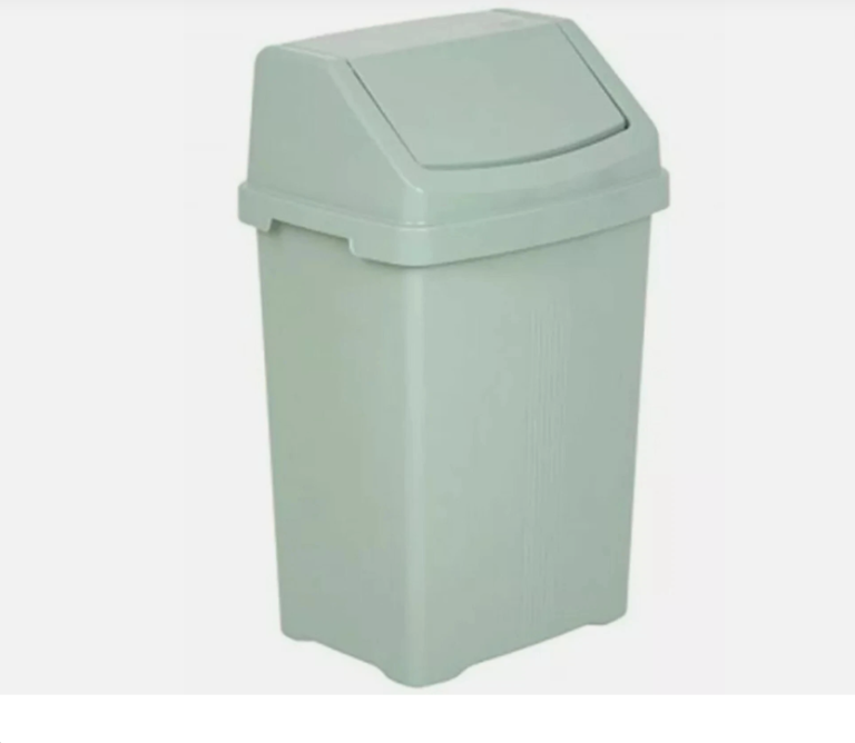 New Wham 50L Plastic Swing Bin Waste Rubbish Office Home Kitchen Dustbin silver Sage