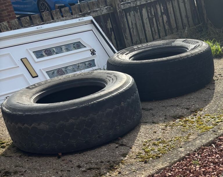 FREE- 2 large jcb tyres 