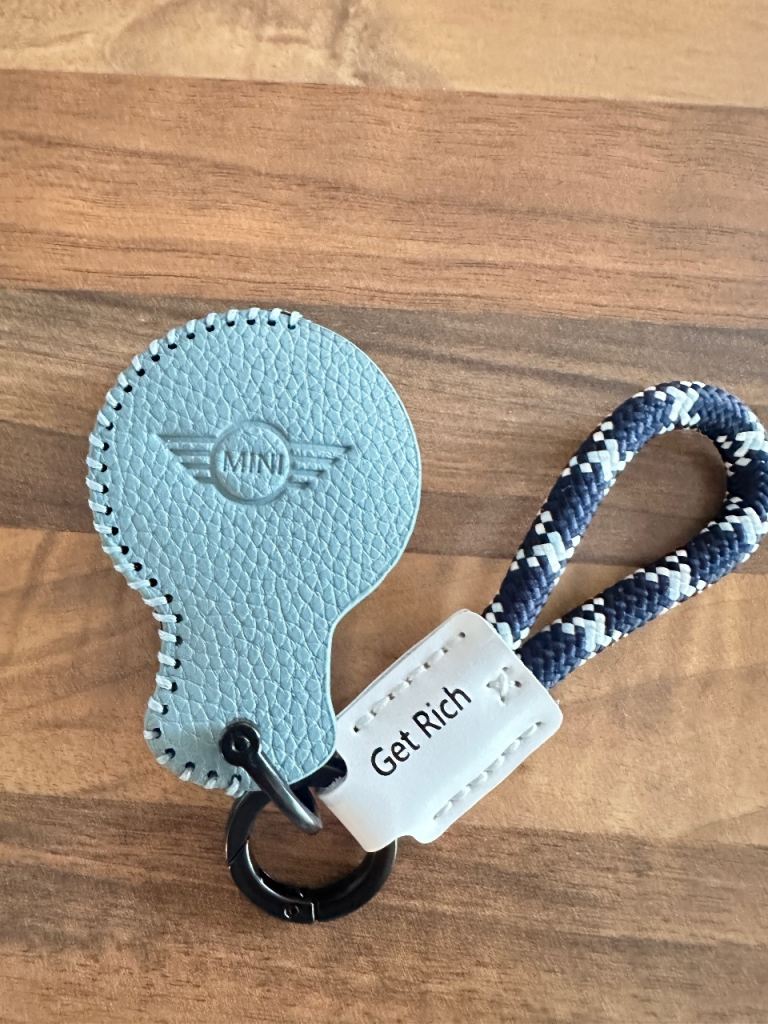 Blue leather key cover for MINI