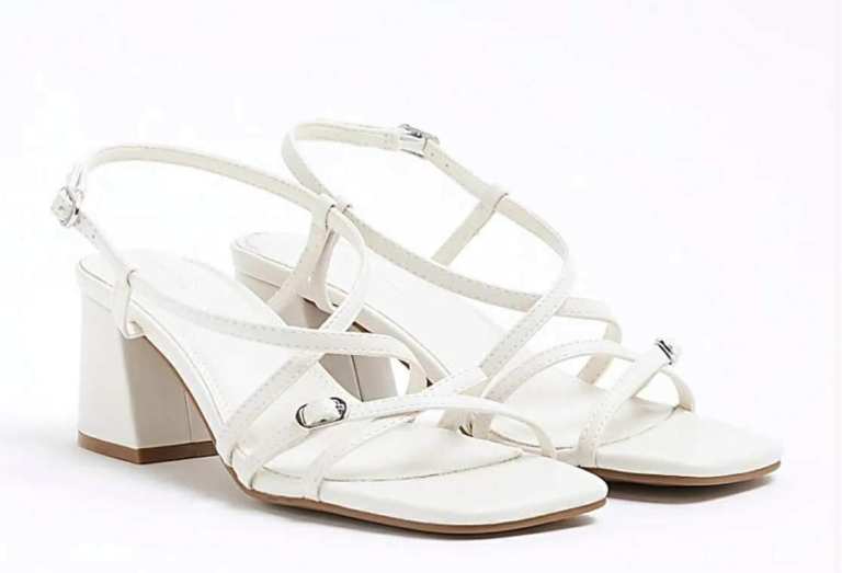 River Island Womens Sandals White Wide Fit Strappy Block Heel brand new inbox size 6