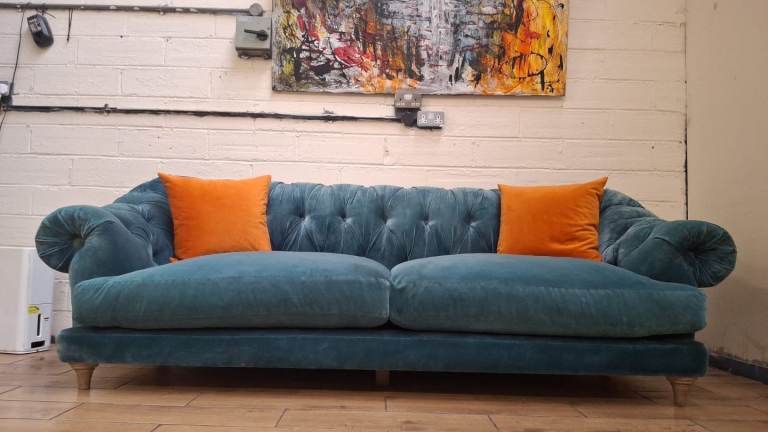 image for Loaf Bagsie large sofa in bluish grey velvet RRP £3500