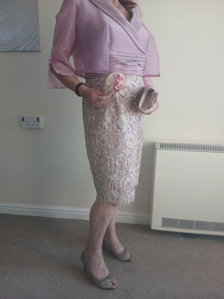 Beautiful wedding outfit with accessories.