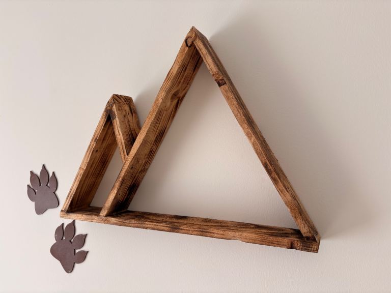 Mountain Wooden Wall Shelf – Rustic Brown