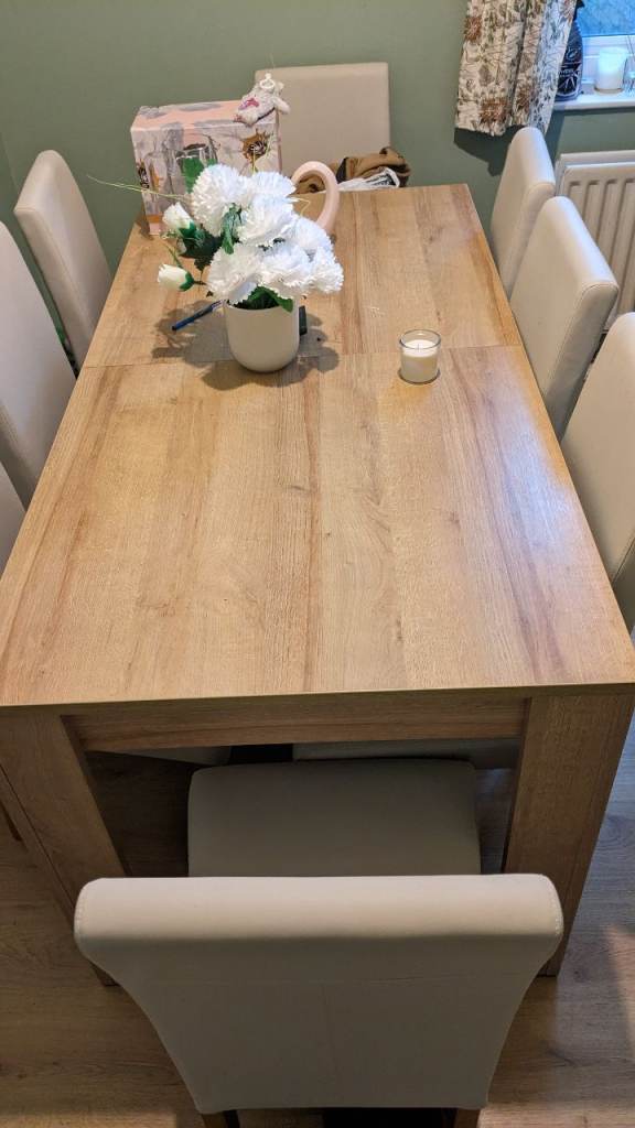 Solid Wood Dining Table with Six Chairs – Good Condition