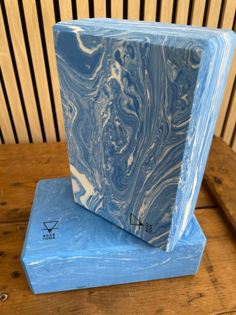 Pair of Base Yoga foam yoga blocks in blue marble effect - £6