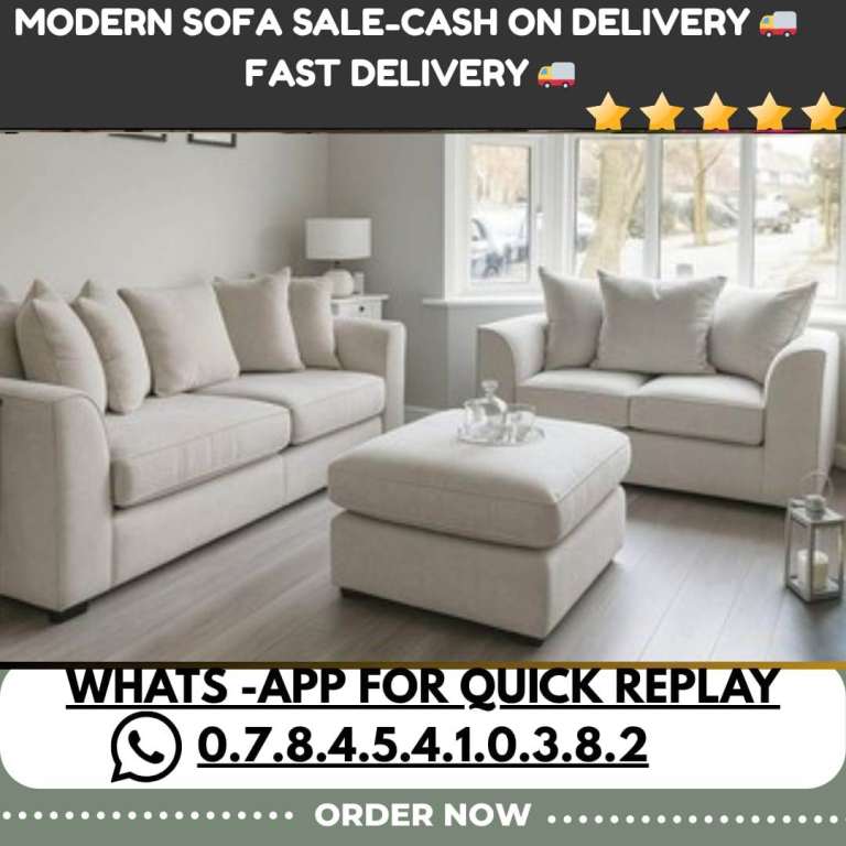 New Modern Cream Fabric Sofa Set 