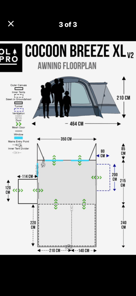 OLPRO Cocoon Breeze V2 Tall Tunnel Motorhome Awning (Grey)