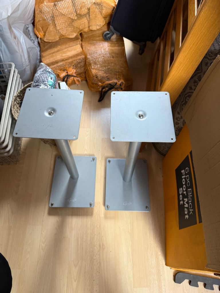 Pair of Silver Speaker Stands – Good Condition