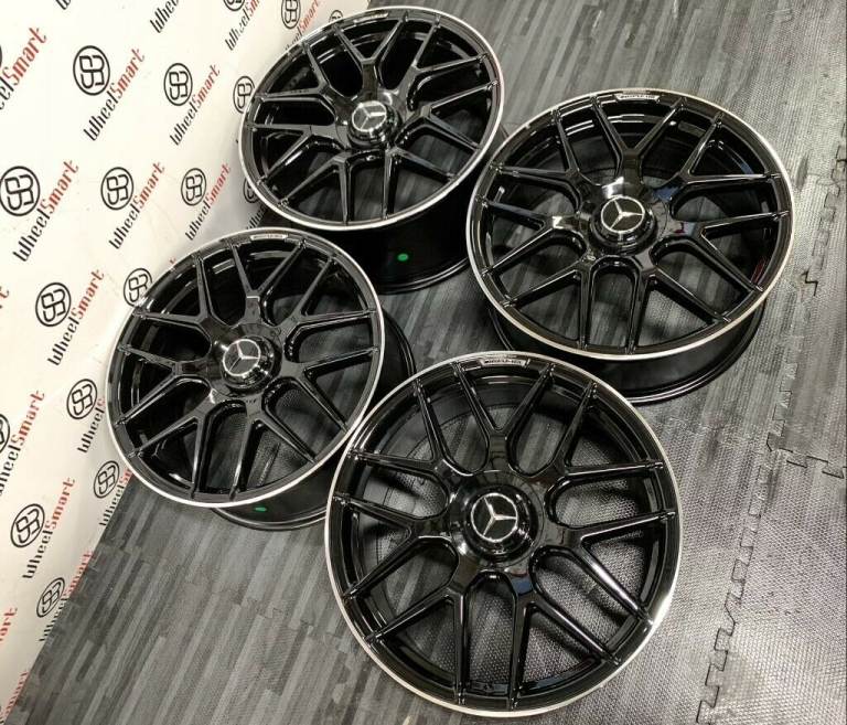 NEW MERCEDES 20" E63AMG STYLE ALLOY WHEELS - 5 X 112 - GLOSS BLACK DIAMOND CUT LIP