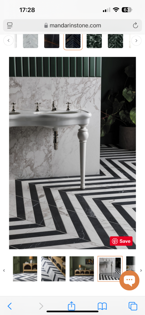 Chevron Tiles marble effect both black and white