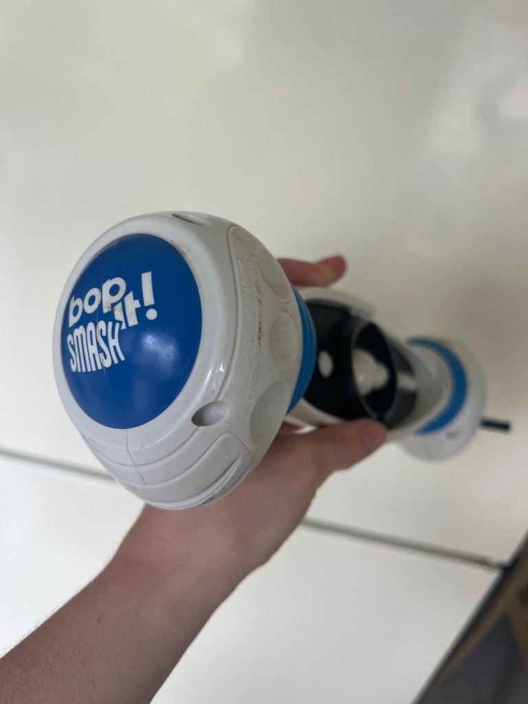 Bop It! Smash Game – White and Blue, Good Condition