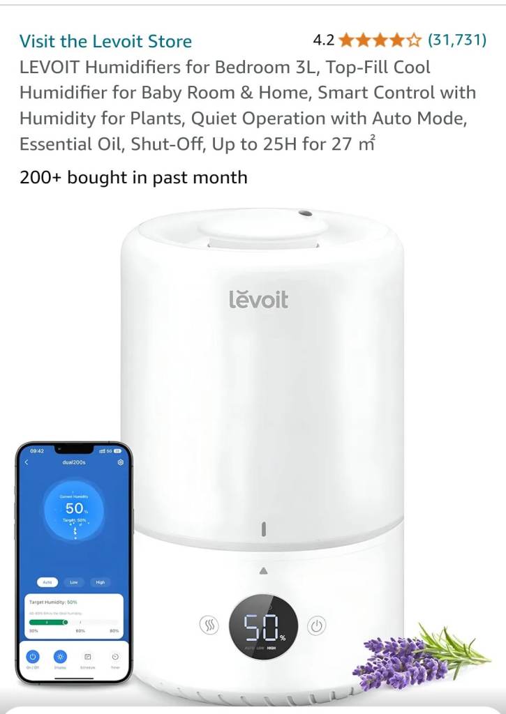 LEVOIT Humidifier 3L - used like new