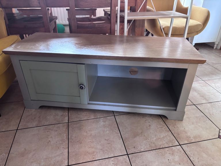 Solid Wood & Grey TV Unit / Coffee Table – Good Condition