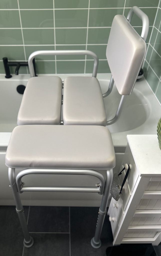 Premium Adjustable Bath / Shower Transfer Bench Seat - Grey & Silver