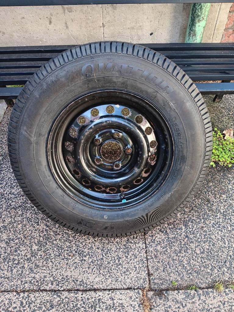 CARAVAN WHEEL AND TYRE 185 R14C 5 STUD 112mm PCD ( NEVER FITTED ) 