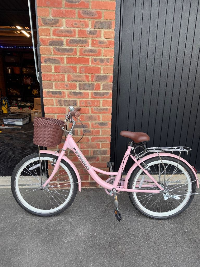 VIRIBUS Pink ladies Bike with Basket and Rear Rack – As Good As New