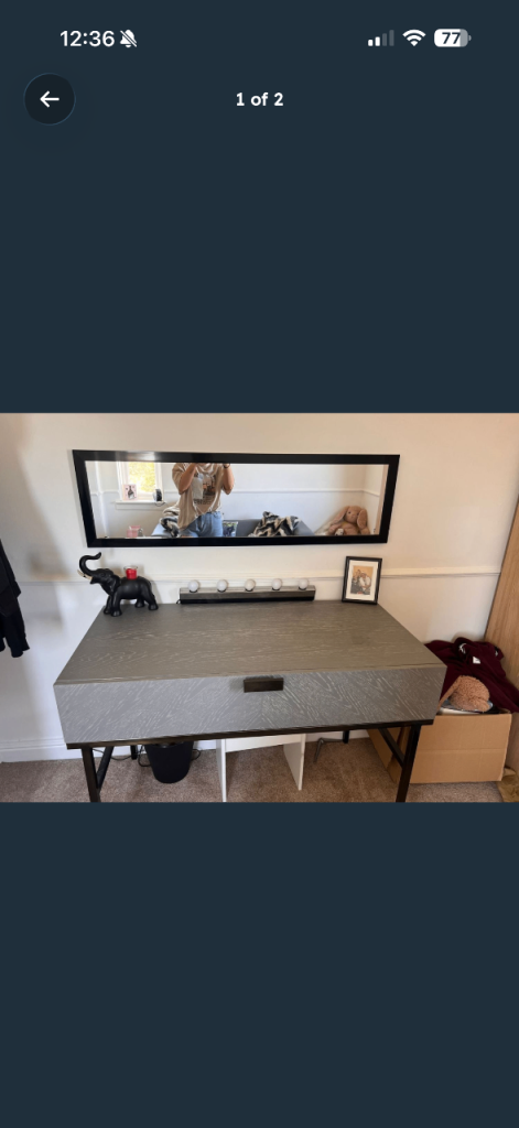 Stylish Grey Desk with Drawer – Good Condition
