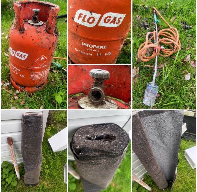 Roofing Felt Roll With Gas Torch Burner & Hose Working Used