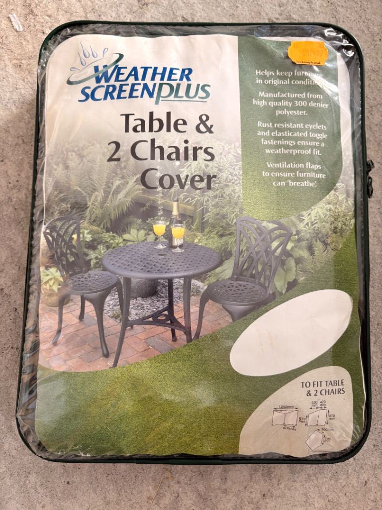 WEATHER SCREEN PLUS Table & 2 Chairs Cover – New