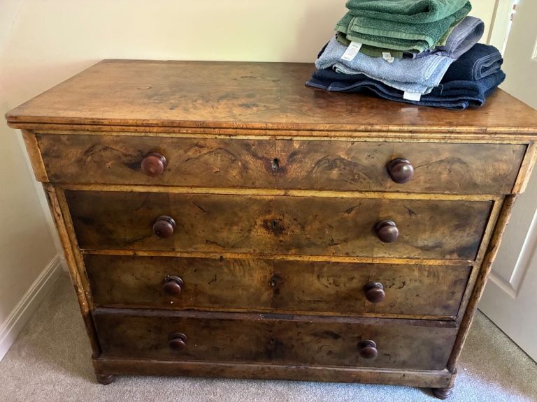 image for Antique wooden 4 drawers chest