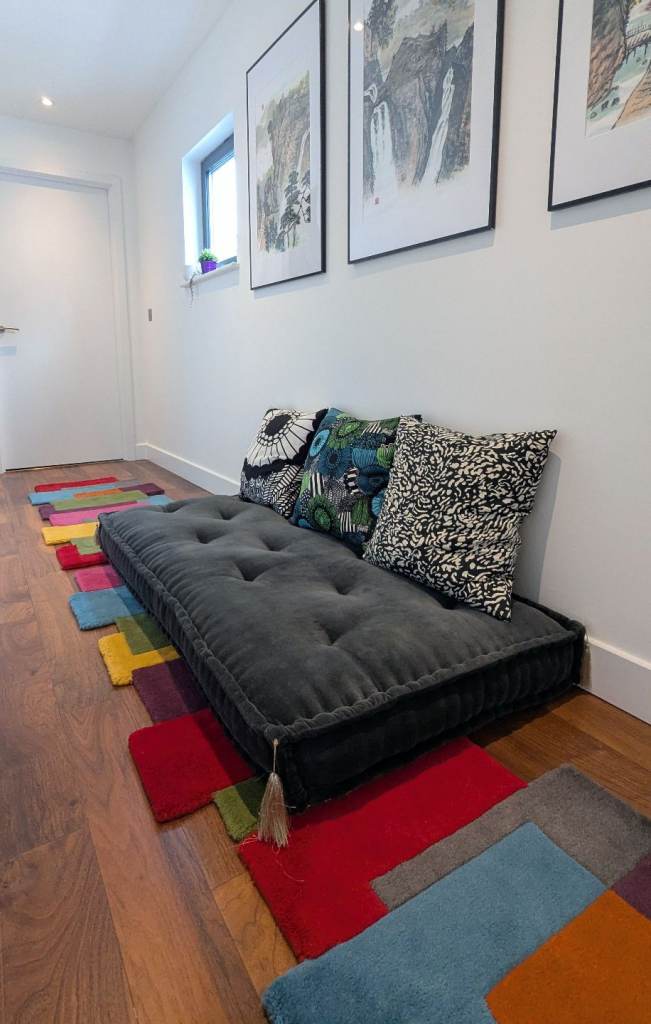 Charcoal Velvet Floor Cushion for Modular Sofa
