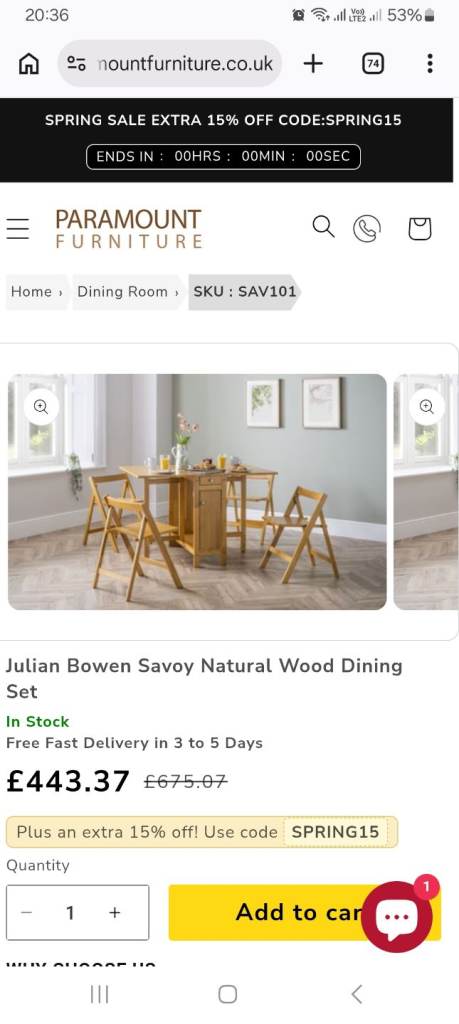 Savory natural wood dining table with 4 chairs 