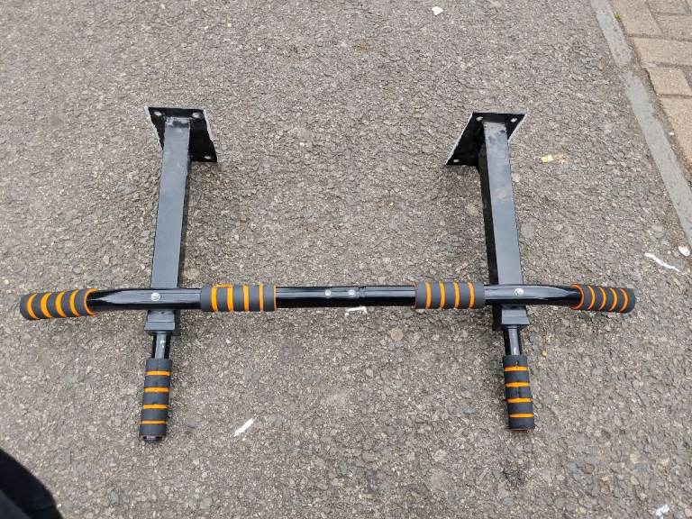 Wall Mounted Pull-Up Bar – Black and Orange, Good Condition