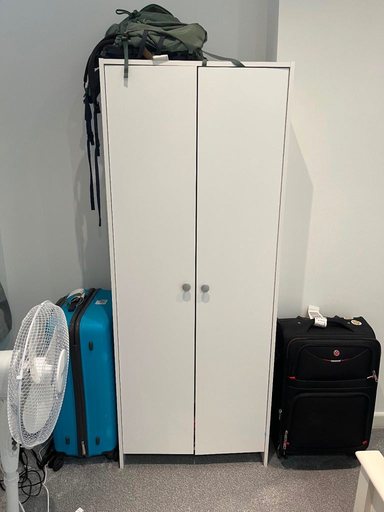 White Two-Door Wardrobe – Like new. 4 months old 