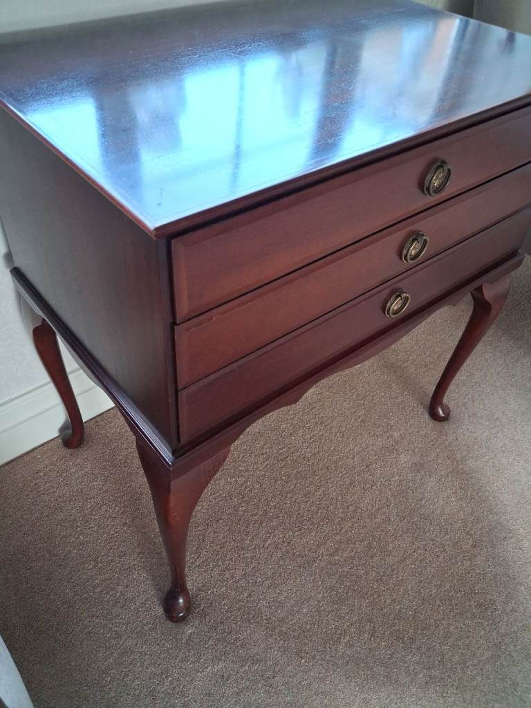 Wooden Side Table with 3 Drawers – Good Condition
