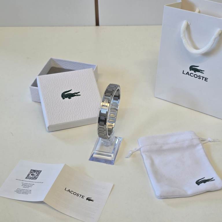 Brand New Lacoste Silver Tone Metal Bracelet