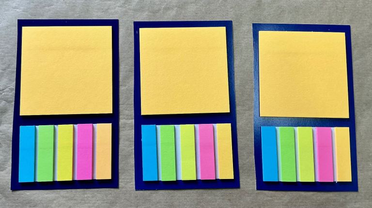 Pack of 3 Post It Sticky Memo Pad with 5 Colours of Sticky Index Strips Tabs set ~ £1.25 each pack