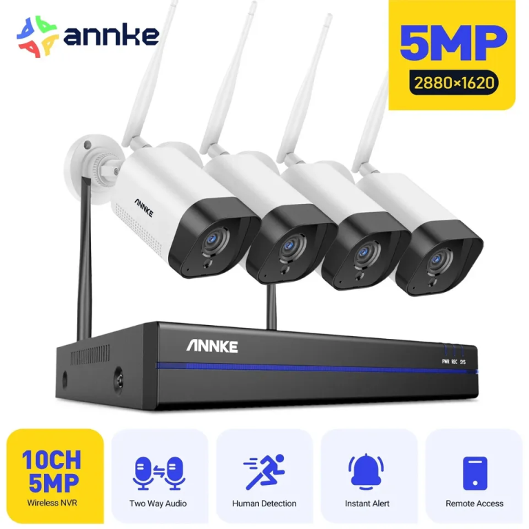 2TB ANNKE 5MP Wireless CCTV System 2-Way Talk IP Camera WiFi 10CH Video NVR Security