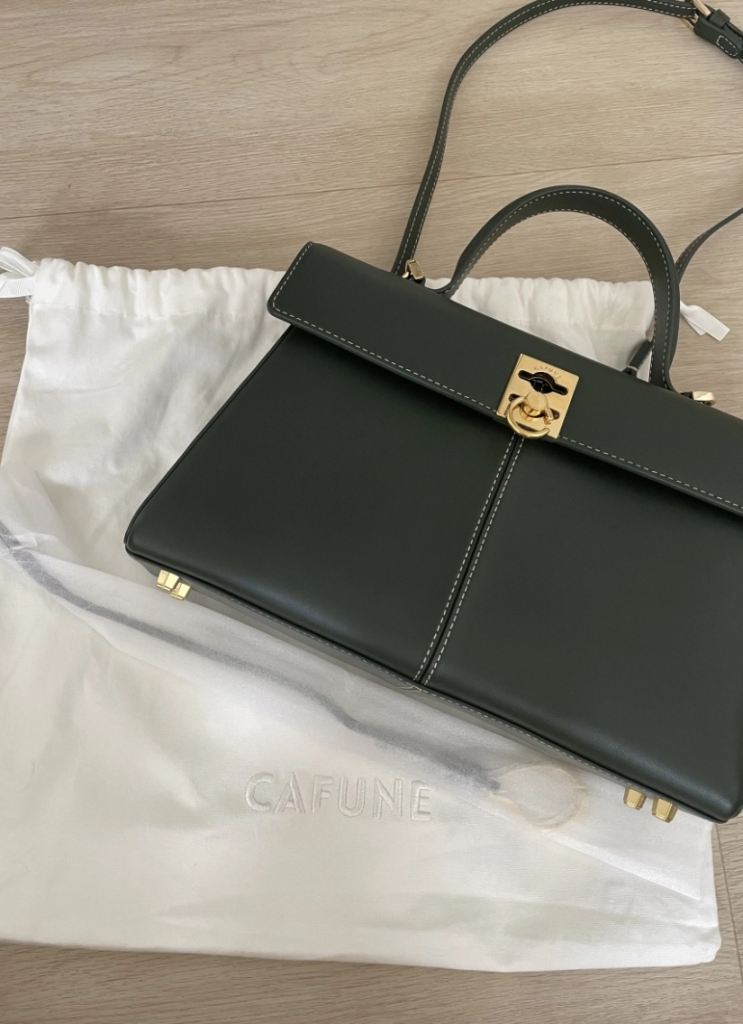 CAFUNE Dark Green Leather Handbag - New
