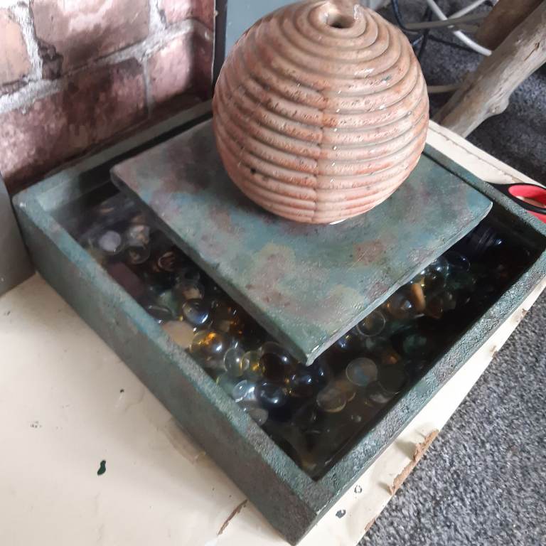 Indoor water feature ceramic stone carved 