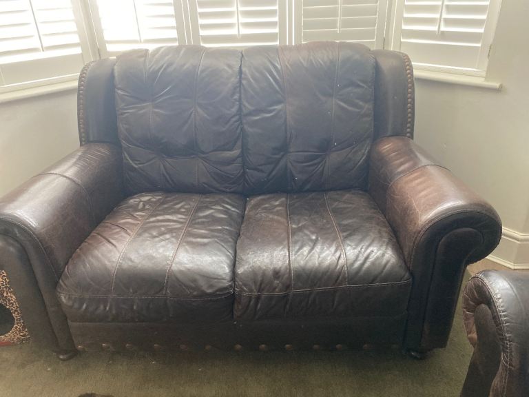 FREE!! REAL leather sofas x 2 - collect ASAP