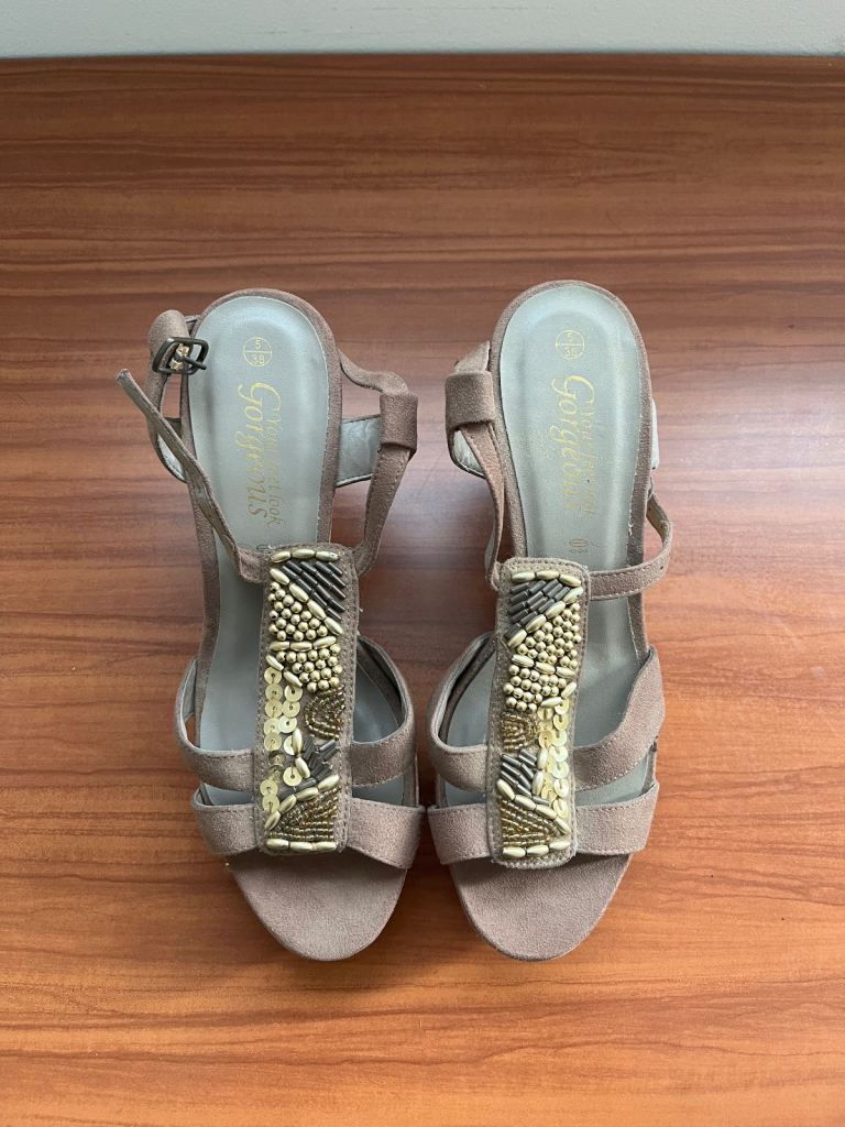 New Look Brown Strap Cork Wedge Heel Shoes Size 5