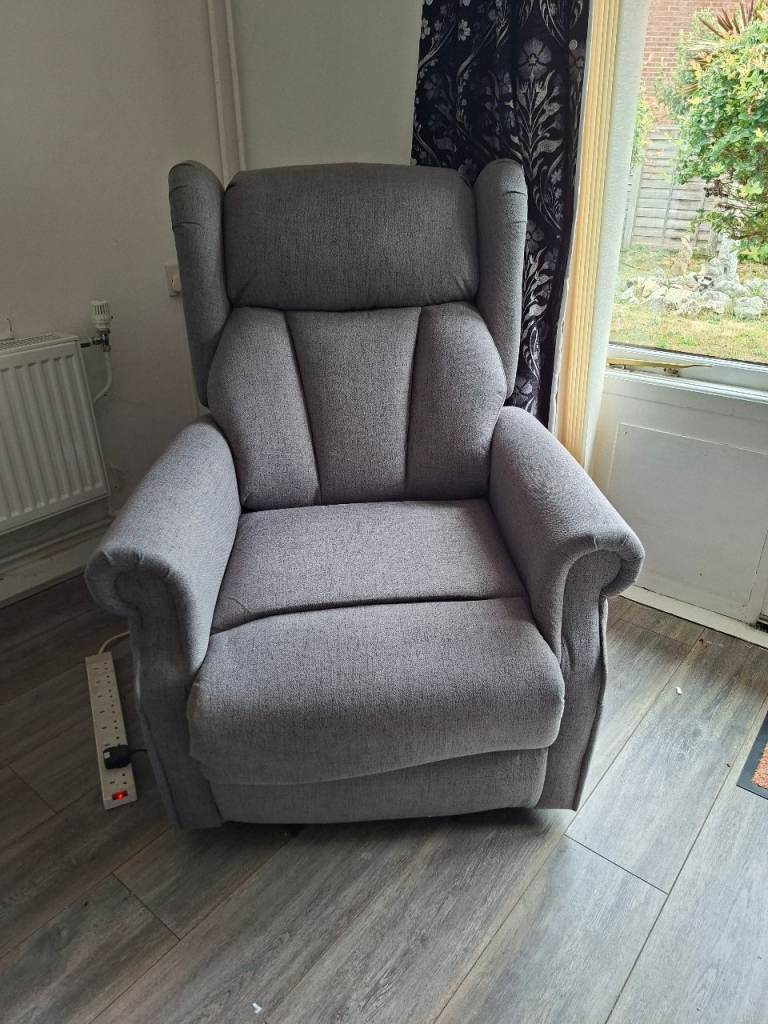 Comfortable Grey Riser Recliner Armchairs – Excellent Condition