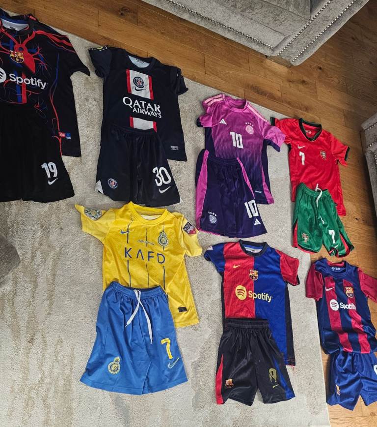 Kids Football Kits Bundle - Various Teams, Good Condition