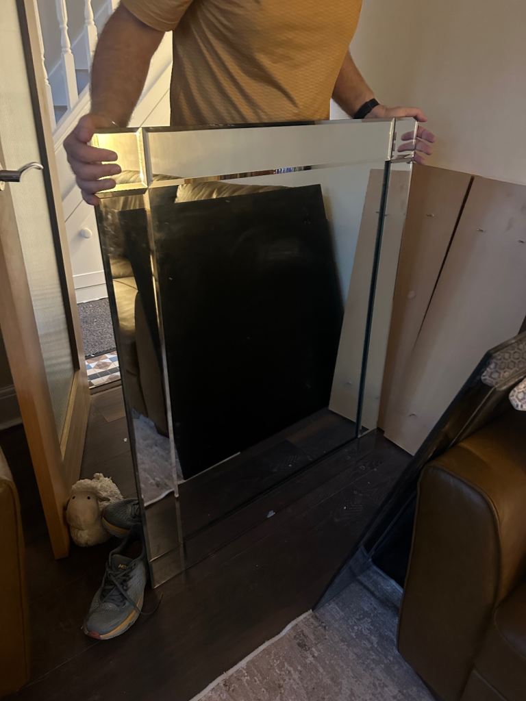 Large Silver Framed Mirror – Good Condition