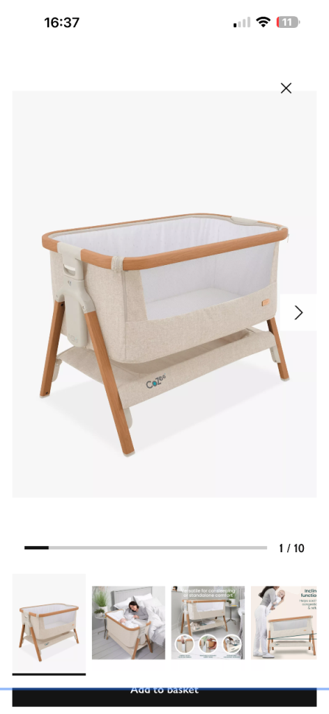 Baby tutti bambini Next2Me Pop Up Crib – Beige, Excellent Condition