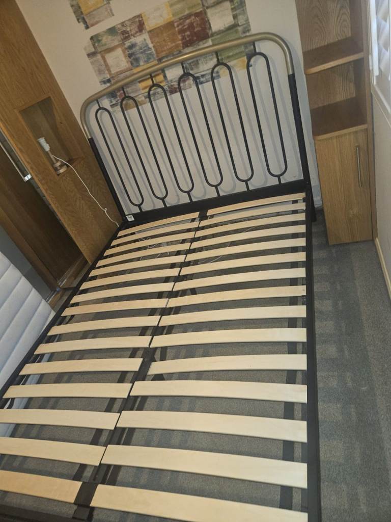 Metal double bed frame and mattress (different mattress)