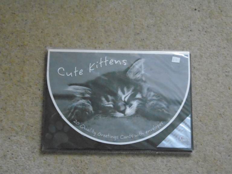 Cute Kittens, 20 x quality greetings cards & envelopes, new and sealed, stationery letters