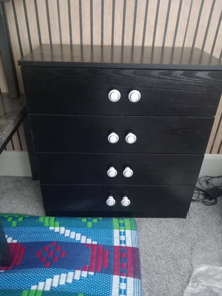 Black Wooden Chest of 4 Drawers – Good Condition